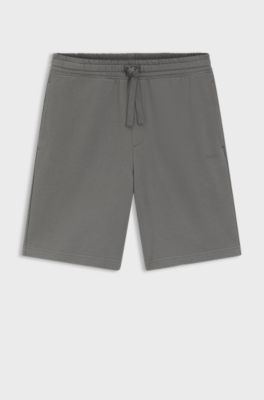 Cotton-terry shorts with logo print, Dark Grey