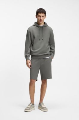 Short van katoenen sweatstof met logoprint, Donkergrijs