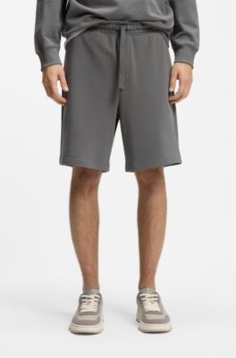 Cotton-terry shorts with logo print, Dark Grey