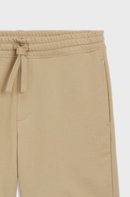 Cotton-terry shorts with logo print, Beige