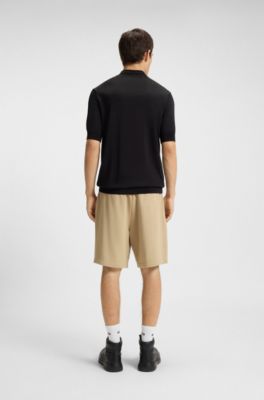 Cotton-terry shorts with logo print, Beige