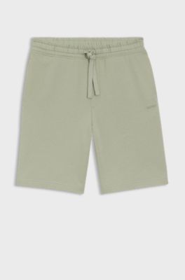 Cotton-terry shorts with logo print, Light Green
