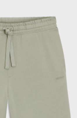Cotton-terry shorts with logo print, Light Green