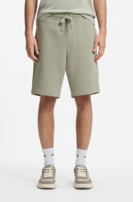 Cotton-terry shorts with logo print, Light Green