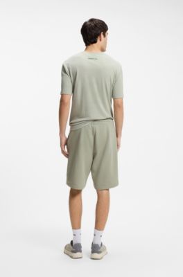 Shorts i terry-bomull med tryckt logga, Ljusgr&ouml;n