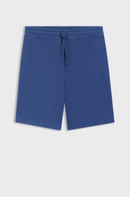 Cotton-terry shorts with logo print, Blue