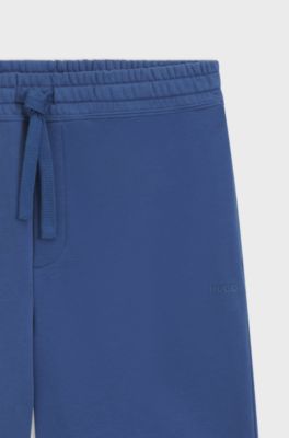 Cotton-terry shorts with logo print, Blue