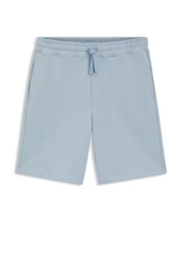 Cotton-terry shorts with logo print, Light Blue