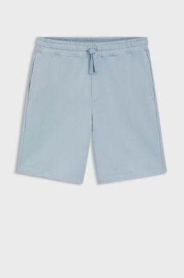 Cotton-terry shorts with logo print, Light Blue