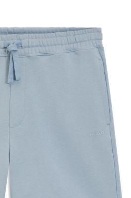 Cotton-terry shorts with logo print, Light Blue