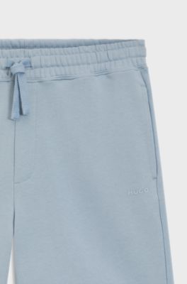 Cotton-terry shorts with logo print, Light Blue