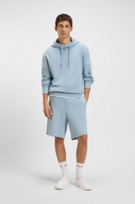 Cotton-terry shorts with logo print, Light Blue