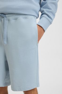 Cotton-terry shorts with logo print, Light Blue