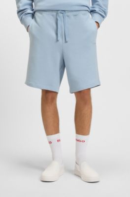 Cotton-terry shorts with logo print, Light Blue