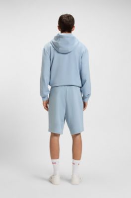 Cotton-terry shorts with logo print, Light Blue