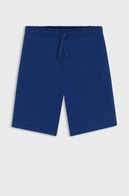 Cotton-terry shorts with logo print, Blue