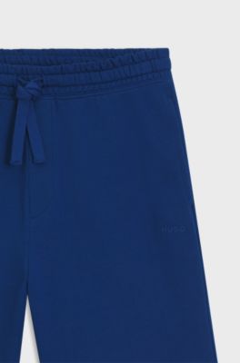 Short van katoenen sweatstof met logoprint, Blauw