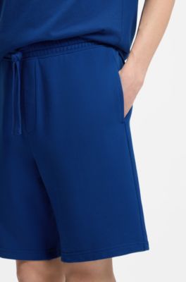 Cotton-terry shorts with logo print, Blue