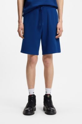 Cotton-terry shorts with logo print, Blue