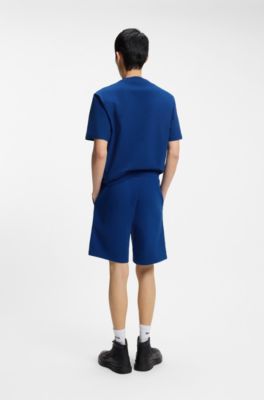 Cotton-terry shorts with logo print, Blue