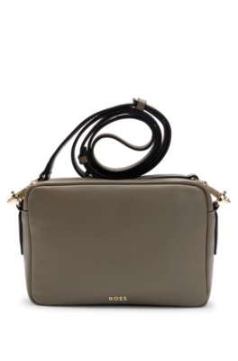 Sac porté croisé en cuir grainé avec logo