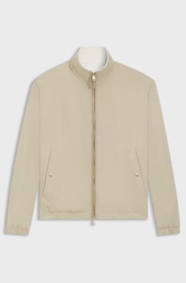 Reversible zip-up jacket in peached fabric, Beige