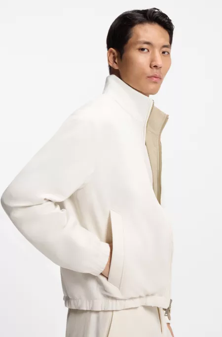 Reversible zip-up jacket in peached fabric