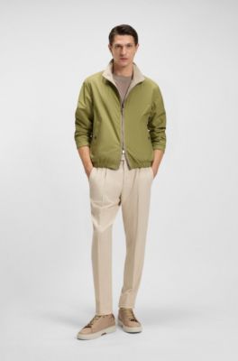 Reversible zip-up jacket in peached fabric, Light Green