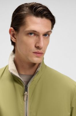 Reversible zip-up jacket in peached fabric, Light Green