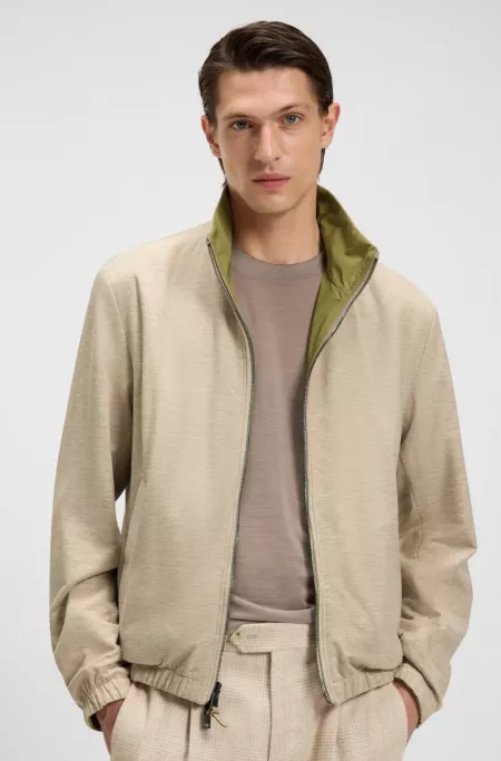 Reversible zip-up jacket in peached fabric