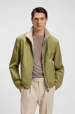 Reversible zip-up jacket in peached fabric, Light Green