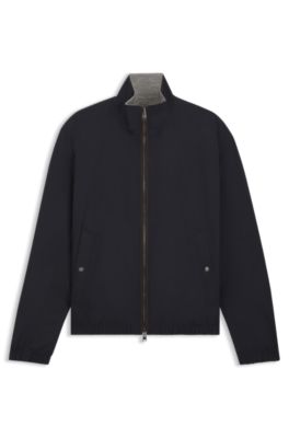 Reversible zip-up jacket in peached fabric, Dark Blue