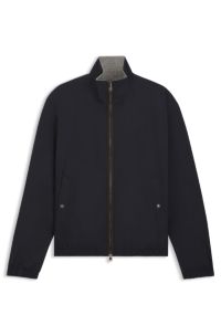 Reversible zip-up jacket in peached fabric, Dark Blue