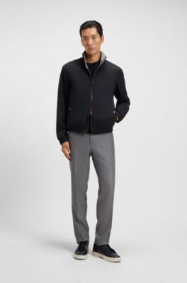 Reversible zip-up jacket in peached fabric, Dark Blue