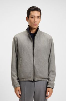 Reversible zip-up jacket in peached fabric, Dark Blue