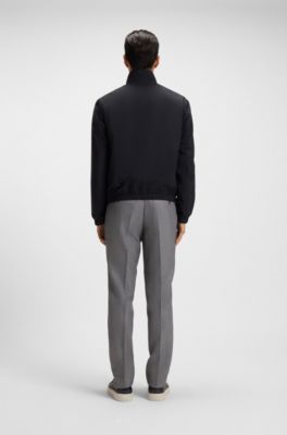 Reversible zip-up jacket in peached fabric, Dark Blue