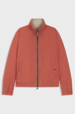 Reversible zip-up jacket in peached fabric, Light Orange