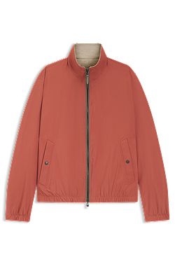 Reversible zip-up jacket in peached fabric