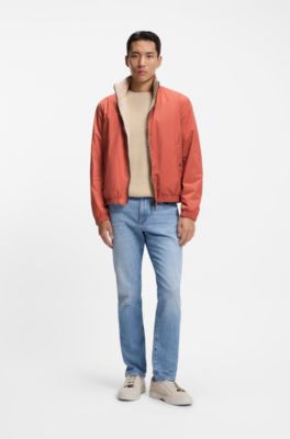 Reversible zip-up jacket in peached fabric, Light Orange