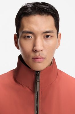 Reversible zip-up jacket in peached fabric, Light Orange