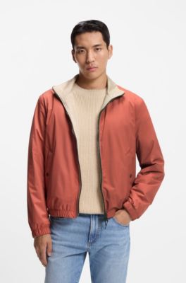 Reversible zip-up jacket in peached fabric, Light Orange