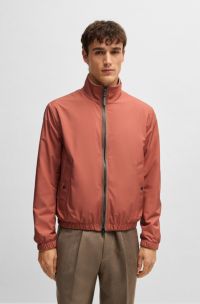 Reversible zip-up jacket in peached fabric, Light Orange