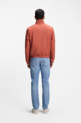 Reversible zip-up jacket in peached fabric, Light Orange