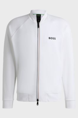 Active zip-up sweatshirt in stretch gabardine, White