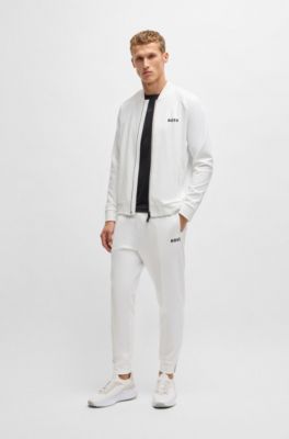 Active zip-up sweatshirt in stretch gabardine, White