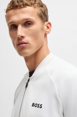 Active zip-up sweatshirt in stretch gabardine, White