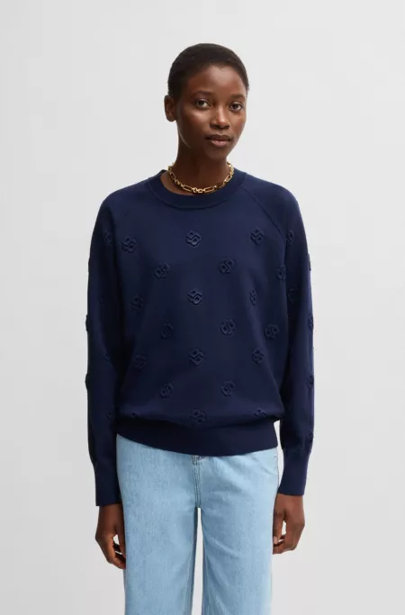 Wool-blend sweater with embossed Double B monograms