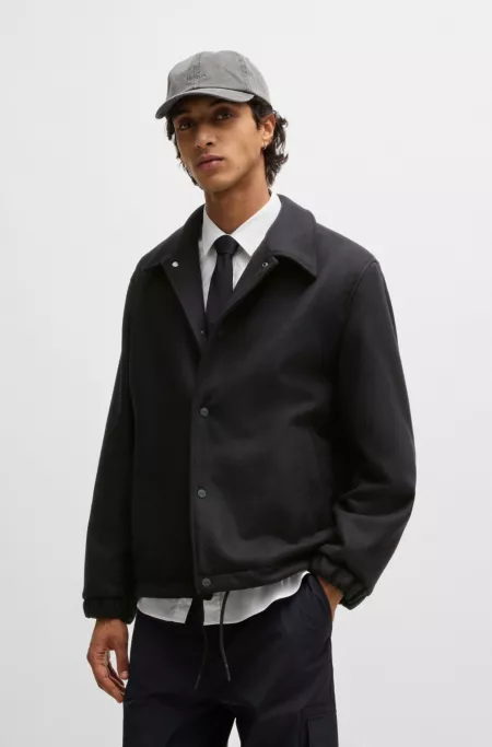 Virgin-wool-blend coach jacket with adjustable hem