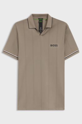Active polo shirt with four-way stretch, Beige