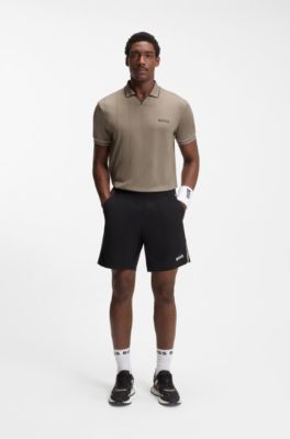 Active polo shirt with four-way stretch, Beige